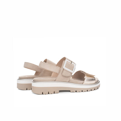 Sandales Ara en cuir platine et daim beige