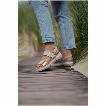 Sandales Ara en cuir platine et daim beige