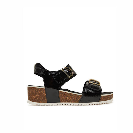 Sandales Ara compensée en cuir verni noir