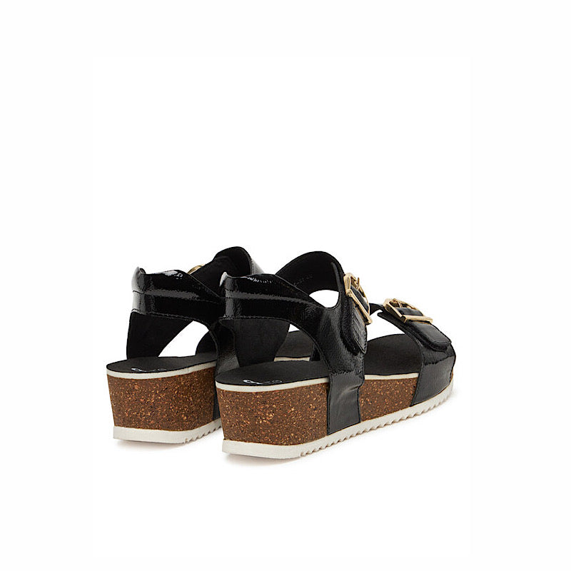 Sandales Ara compensée en cuir verni noir