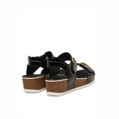 Sandales Ara compensée en cuir verni noir