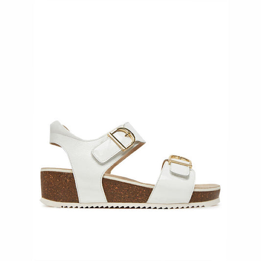Sandales Ara compensée en cuir verni blanc