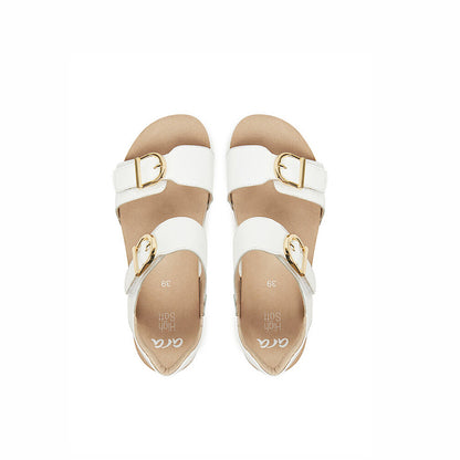 Sandales Ara compensée en cuir verni blanc