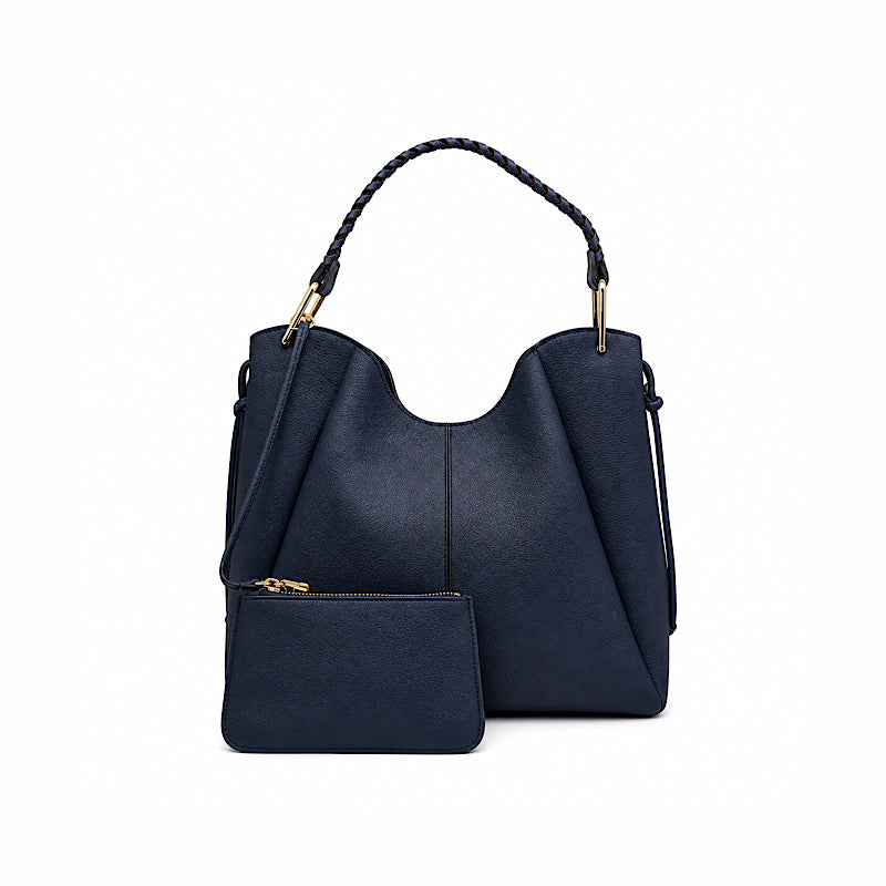 Sac à main/bandoulière en cuir marine.
