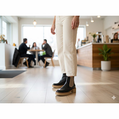 Bottes d’automne Softwaves en cuir verni noir.