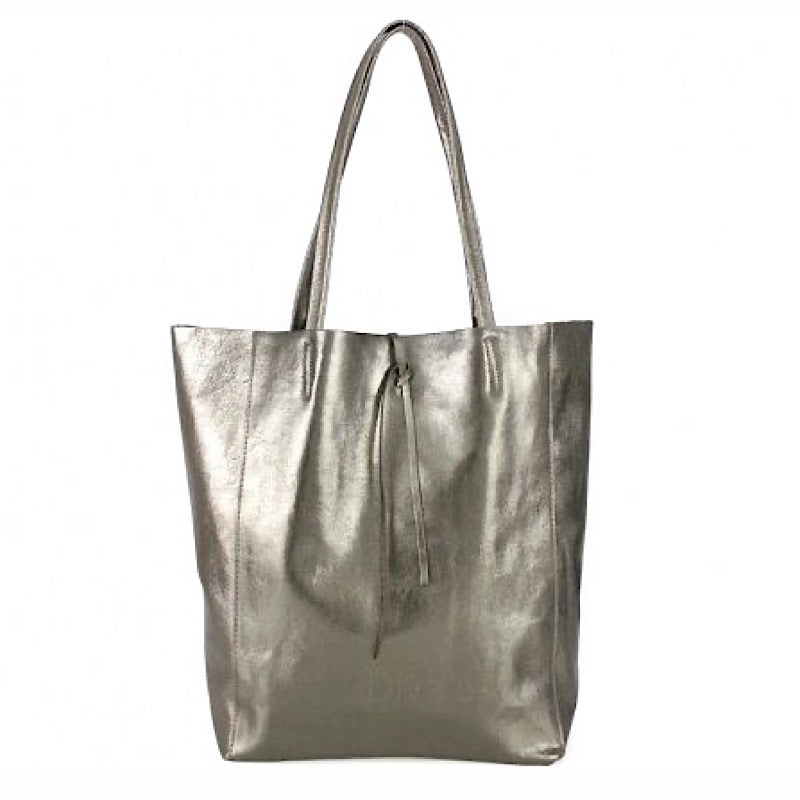Pewter leather handbag