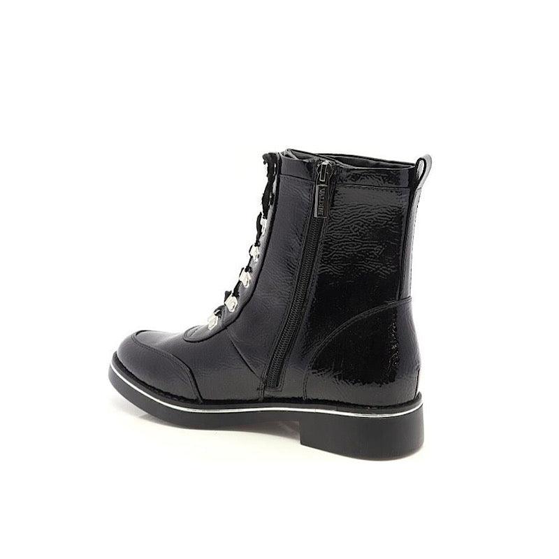 Valdini Peona boots in waterproof black patent leather