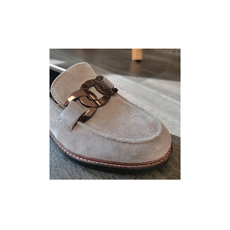 Gray moccasin shoes clearance