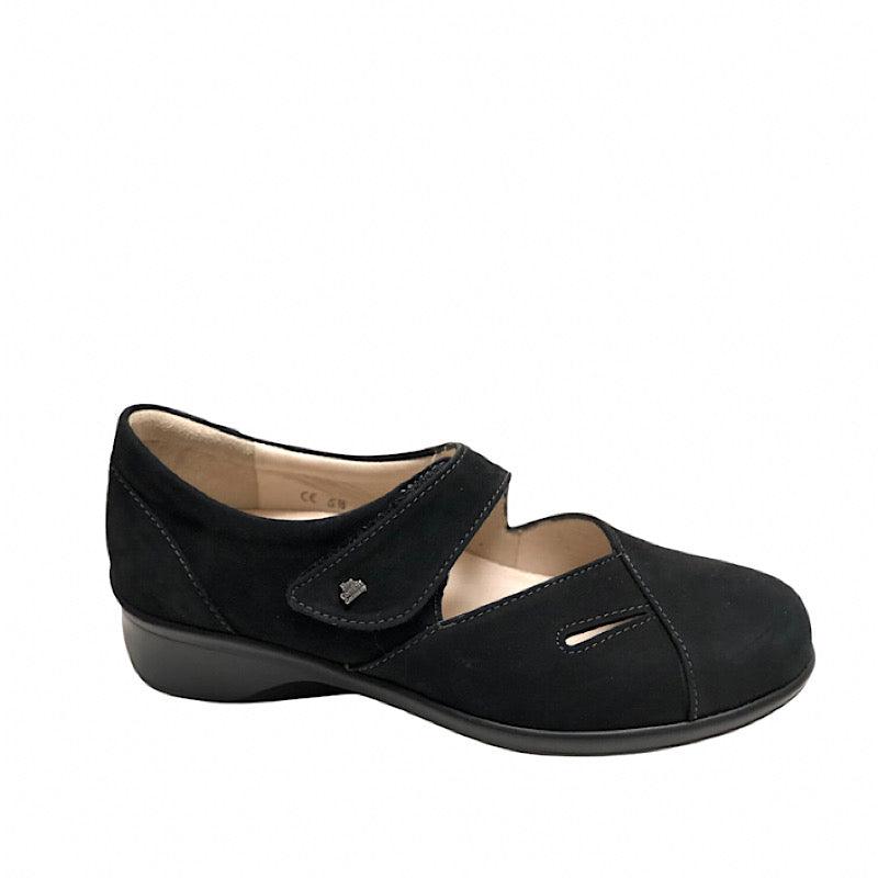 Chaussures Finn Comfort Aquila en suède noir. - Boutique Prestige