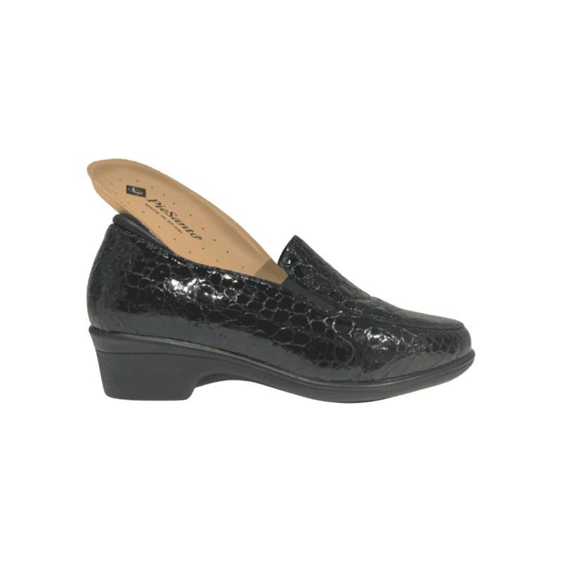 Chaussures Pie Santo en cuir verni noir effet croco