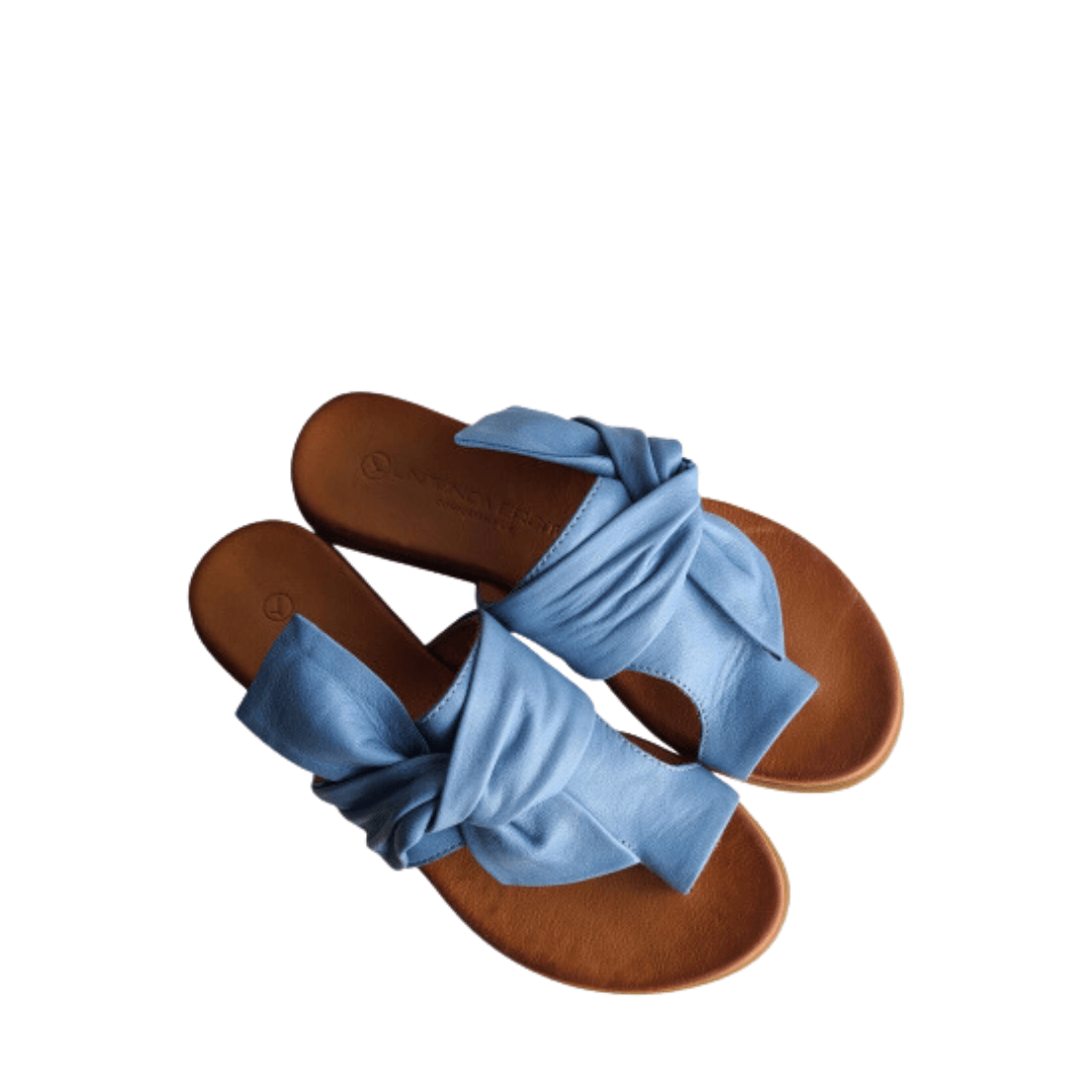 Sandales en cuir bleu pâle 162 - Boutique Prestige