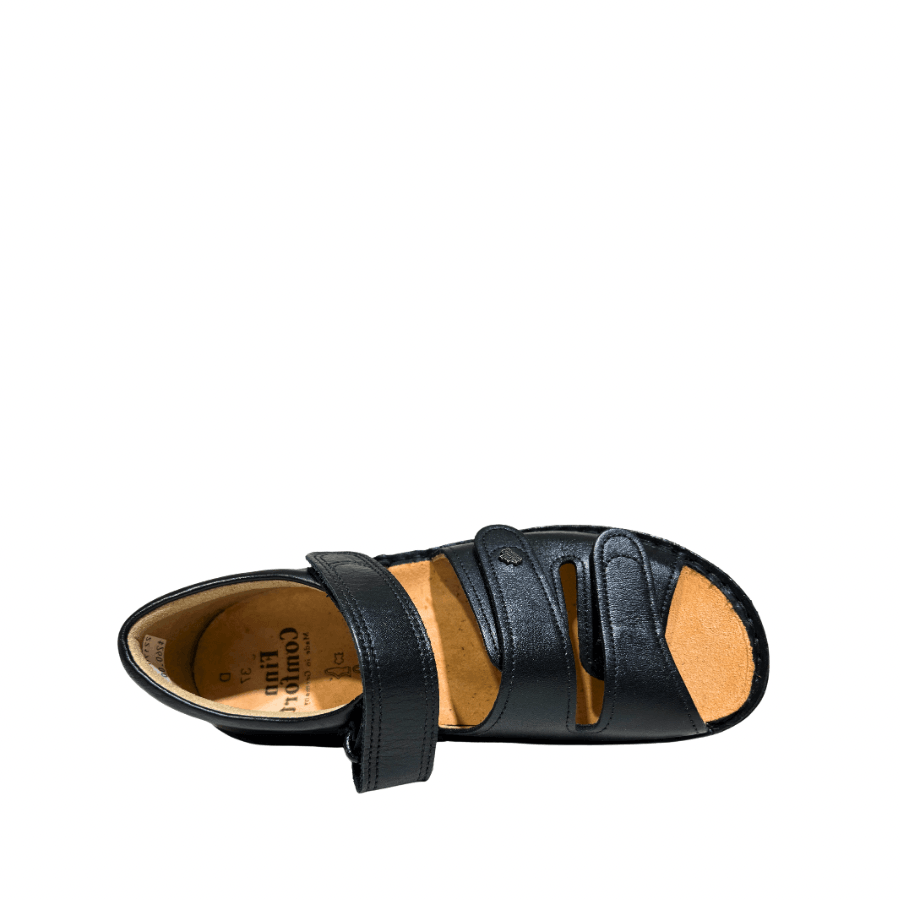 Sandales Finn Comfort Usedom en cuir noir. - Boutique Prestige