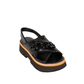 Sandales plateforme en cuir noir - Boutique Prestige